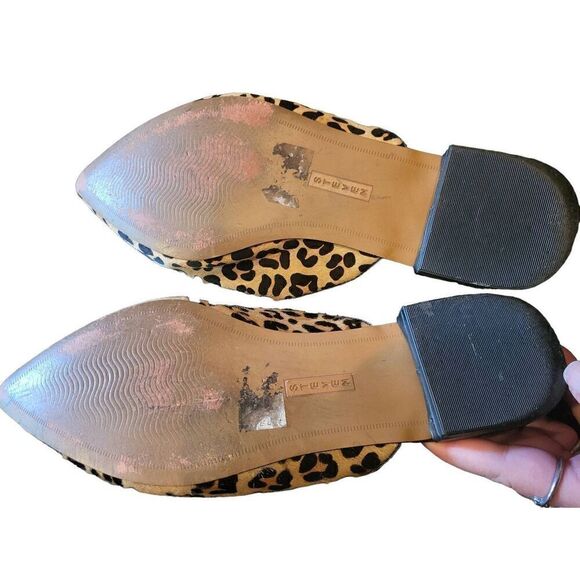 Steve Madden Mules Women's 6.5 Tan Leopard Print Calf Hair Slip On Flats - Picture 2 of 4